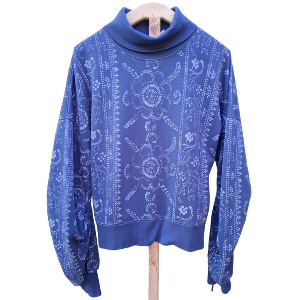 Free People Blue Floral Sweatshirt